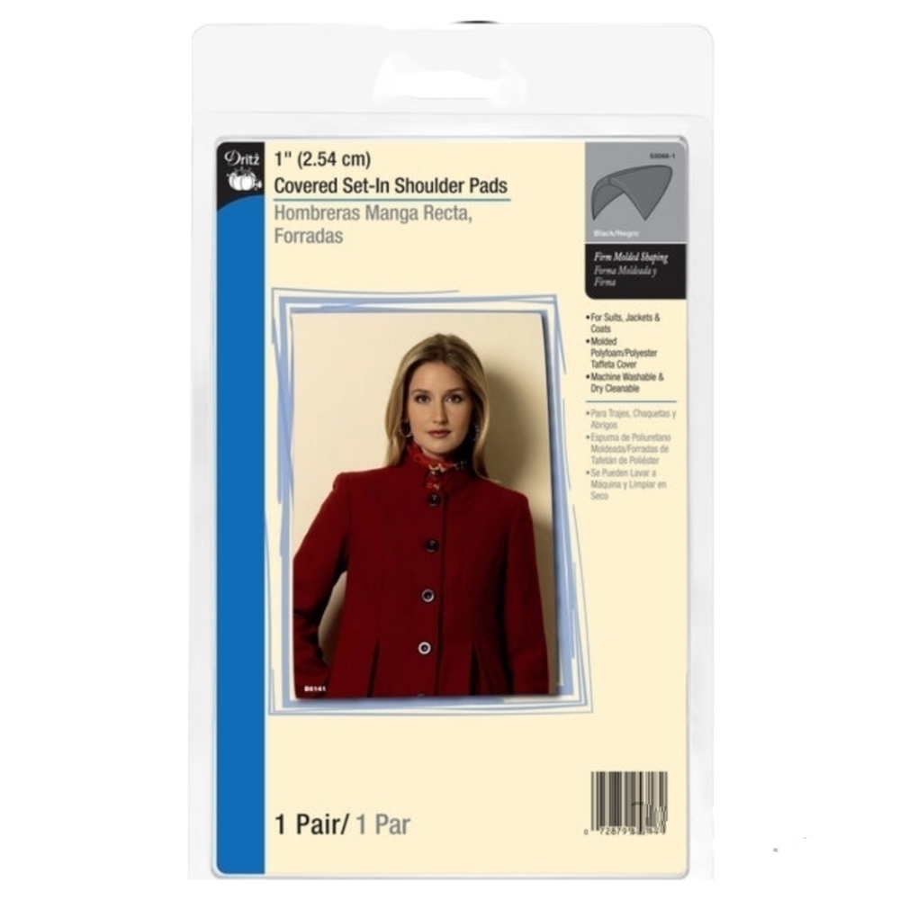Dritz 1" Covered Set-In Shoulder Pads, 1 Pair, Black
